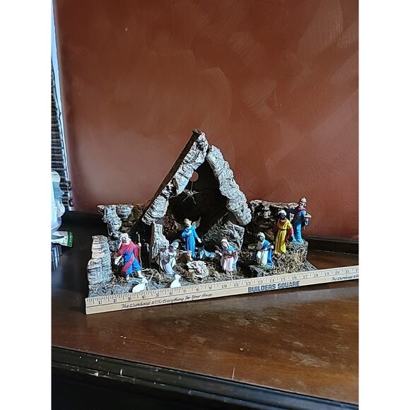 Vintage Large Nativity Made In Italy 12 Piece 19.5" Fontanini MISSING 1 Sheep - Picture 2 of 16